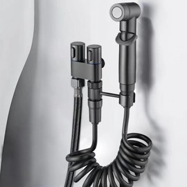 Toilet Flushing Bidet Sprayer Nozzle, Water Pressure Booster Valve, Triangle Valve (black)