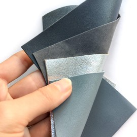 (5x5, Gray/Silver) - Grey Leather Fabric for Crafts: 5 Sheepskin Sheets of Grey with Silver Leather Hides 5x5In/12x12cm