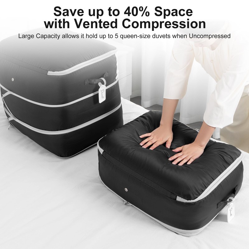 DIMJ Duvet Storage Compression Organiser Bags - 2 Pack 3-Layer