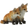 5.5 Inch Two Fox Pups Decorative Statue Figurine, Orange and