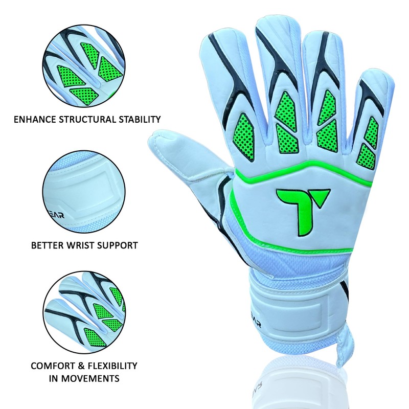 TIGEAR Vortex Series Goalkeeper Gloves (White, 7)