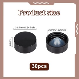 OLYCRAFT 30pcs Black Resin Bottle Caps 26mm Inner Diameter Resin Cover 13mm Thick Black Poly Seal Screw Caps Round Growler Cap for Household Kitchen Bottle Accessories Sealing Function-31.5mm Diameter