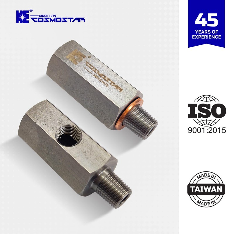 Cosmostar Stainless Steel 1/8" NPT Tee Oil Pressure Sensor Adapter