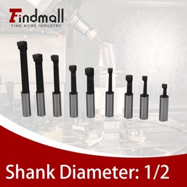 findmall 9 pcs 1/2" Boring Bar Set C6 Carbide Tipped Bars 1/2" Shank Lathe Tool Milling Tools Kit with Base