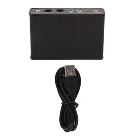 USB Sound Card 6 Channel 48kHz Sampling Rate Analog Play Recording External Sound Card for PC Laptop Computer Black