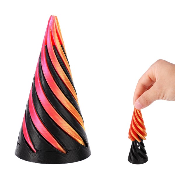 Lyreh Cone Pass Through Sculpture, Impossible Cylinder Pyramid 3D Printed