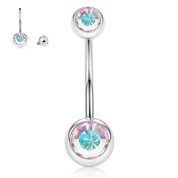 AROWRO 14G Belly Button Ring Titanium Belly Button Ring 14