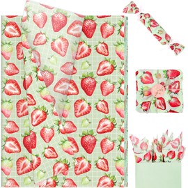 60 Sheets Strawberry Tissue Paper, 20x14 Inches Strawberry Printed Wrapping Tissue Paper Strawberry Art Decorative Tissue for Wedding Gift Wrapping (Green Plaids)