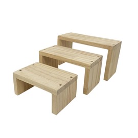 3-Tier Small Risers Display Stands, Wooden Retail Display Rack for retail Rustic Tabletop Display rack for cupcakes, collectibles,jewelry, perfum, Funko Pop Figures