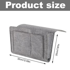 Felt Hanging Organiser Sofa Armrest Organiser for Bed, TV Remote Holder Storage Bag with 5 Compartments, for Any Type of Accessories such as Newspapers, Grey