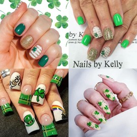 8Pcs St. Patrick's Day Nail Stickers Shamrocks Nail Art Stickers Irish Four Leaf Clover Nail Decals 3D Self-Adhesive Design Stickers St. Patrick's Day Nail Supplies Spring Summer Lucky Leaf Nail Decor