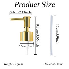 2Pcs Gold Plastic Soap Dispenser Pump Replacement Kitchen Bathroom Dish Soap Container Pump Top Shampoo Press Head for Regular Mouth Bottles Standard 28/400 Neck Size