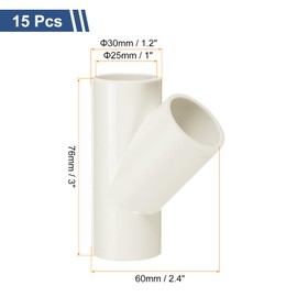 MECCANIXITY 5 Pcs PVC Fitting, 3 Way 45 Degree 1" 0.98" PVC Connectors PVC Elbow PVC Pipe Fittings PVC Coupling PVC Furniture Corner Connector for DIY Garden Support Structure, White
