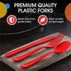 Disposable Red Plastic Forks 100 Pcs - Heavy Duty Red