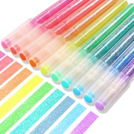HANKU Glitter Highlighters Assorted Colors, 10-Count Chisel Tip Sparkle Highlighters, No Bleed Pastel Highlighter Marker Pens for Adult Coloring book Bible Journaling
