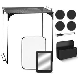 Ctosree Locker Organizer Kit Includes Locker Organizer Whiteboard Magnetic Mirror Storage Cup Dry Erase Marker for Storage Organizing Shelf Back to School Party Supply(Black,9 Pcs)