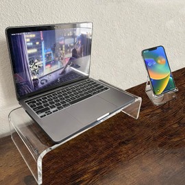 VTZEOTQ Acrylic Monitor Stand Riser Anti-Cat Laptop Cover Protector, Crystal Clear Laptop Stand, 16 inch Computer Monitor Riser for Home Office