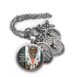 St. Moses The Black Keychain, Necklace or Clip, Patron Saint Confirmation Gift