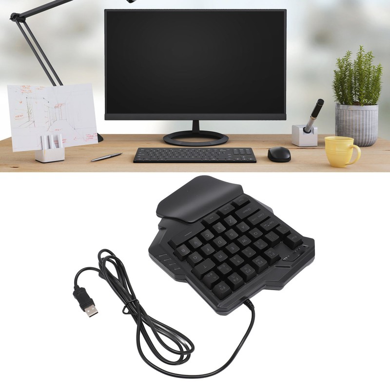 One Handed Gaming Keyboard 7 Color RGB Backlight Ergonomic 35