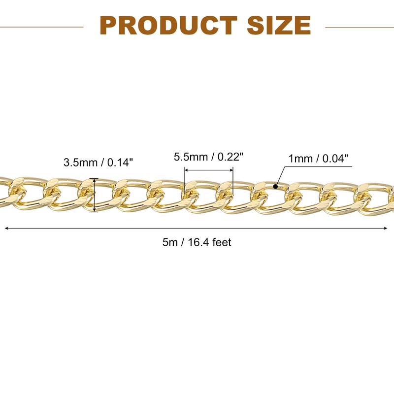 sourcing map 16.4Feet Aluminum Link Chain, Link Cable Chain Oval
