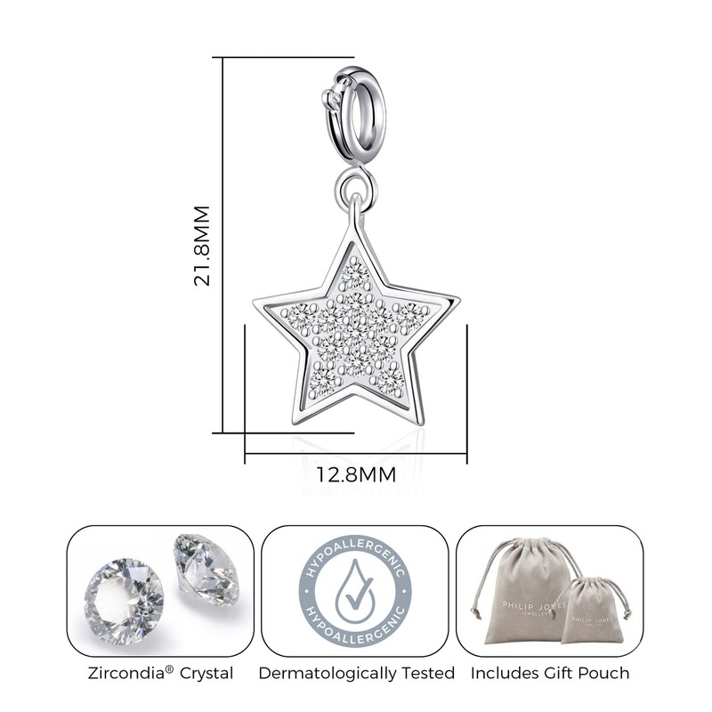 Philip Jones Star Charm Created with Zircondia® Crystals