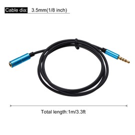 MECCANIXITY 3.5mm Aux Extension Cable Male to Female Auxiliary Audio HiFi Headphone Cord 3.3ft Nylon Braided for Phone Stereo, Blue