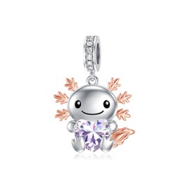 PROESS 925 Sterling Silver Axolotl Charm June Birthstone Charm for Axolotl Bracelets Axolotl Bead Axolotl Jewelry for Women Axolotl Lovers