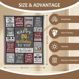 Yasrlvun 80th Birthday Gifts for Men, 1945 Birthday Gifts 80th Birthday Blanket 50"x 60" Presents for 80th Birthday 80th Birthday Gifts for Him