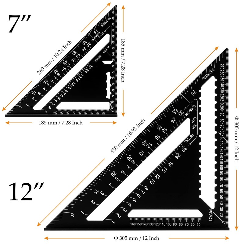 MUKCHAP 7 Inch and 12 Inch Triangle Ruler, High Precision