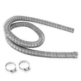 autozen Heater Exhaust Pipe, 120cm two-layer Stainless Steel Exhaust Pipe with 2 Clamps generator exhaust hose for Diesel Gas Vent Hose Heating