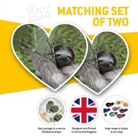 2 x Heart Stickers 15 cm - Beautiful Sleepy Sloth Lazy Cute Fun Decals for Laptops,Tablets,Luggage,Scrap Booking,Fridges, 15836