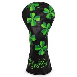 Golf Headcover Lucky Clover Golf Wood Cover Set Black Golf Driver Cover Fairway Utility Hybrid Headcover Aliennana Premium Embroidered Leather Black Fashion
