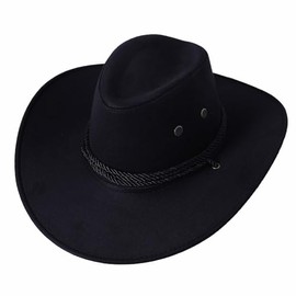 Cowboyhut für Damen und Herren, breite Krempe, modischer Vintage-Westernhut, Schwarz , M