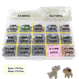 Safety Eyes, 560 Pcs Craft Doll Colorful Safety Eyes Noses Set with Washers, Assorted Sizes Plastic Doll Eyes and Noses, for Puppet Plush Animal Making