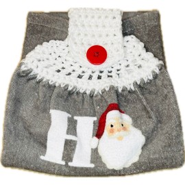 Christmas Handmade Crochet Kitchen Towel, 100% Cotton, Highly Absorbent Terry Cloth, Ideal for Kitchen, Bathroom, and Laundry Room. (SANTA FACE - HO HO HO)