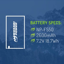Wasabi Power Battery (2-Pack) for Sony NP-F330, NP-F530, NP-F550, NP-F570 (2600mAh, L Series) & CN-160, CN-216, CN-126 Series, Atomos Ninja V, Shinobi, Shogun 7, BMPCC 6K Pro and More