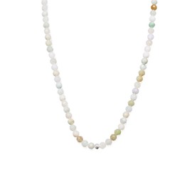 BERGERLIN Genuine Natural Stone Necklace with 925 Sterling Silver Pearl or Gold-Plated Pearl - Filigree Chain with Clasp and Certification of Authenticity, Pearl, Jade