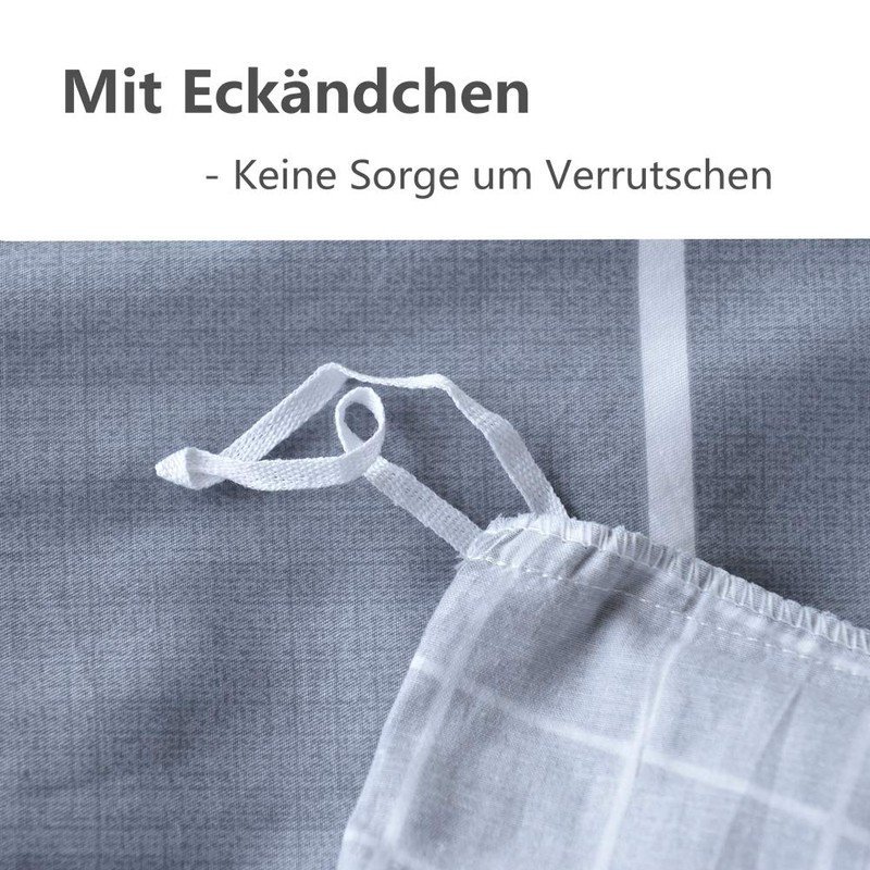 Keayoo 2 Piece Bed Linen, Grey, White, Striped, 100% Cotton