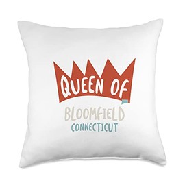 Womens Queen of Bloomfield Connecticut, Funny Girls CT Throw Pillow