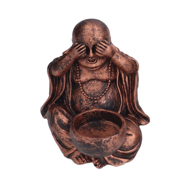 3PCS Buddha Statue Candle Holder Stand Resin Buddha Candlestick Ornament