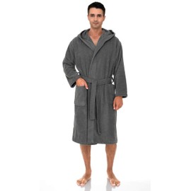 TowelSelections Mens Hooded Robe, Premium Cotton Terry Cloth Bathrobe, Soft Bath Robes for Men 3X-4X Frost Gray