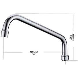 Favorpo 14 Inch Swivel Spout Replacement for Commercial Sink Faucet Stainless Steel Add-on Swing Nozzle Replacement Kit for 1 or 2 Bay Compartment Sinks Chrome Finish (G 3/4")