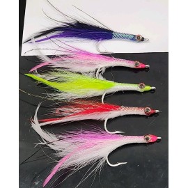 carlitos custom jigs sand eel teasers on mustad hook 6/0 for saltwater fishing - purple/black