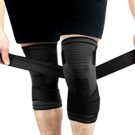 Jasonwell Rodillera Deportiva para Gym - Rodilleras Corssfit Basquetbol de Soporte Elástica Comprensión Para Deportes Gym Run Entrenamiento Bicicleta con Cinturones Antideslizantes Ajustables - 1 Par