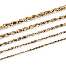 HZMAN 18K Real Gold Plated Rope Chain 6mm Stainless Steel Gold Chain for Men Women Hip Hop Link Chains Necklace 16-30 Inches (Gold,6mm,20in)