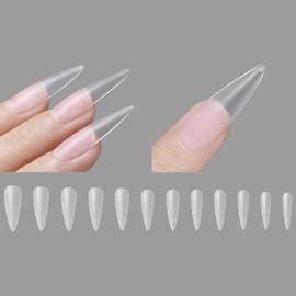 NASSIA 240pcs Nail Tips Clear False Nails Long Transparent Practice Self Nail Beginner Professional Decoration Photography Party Daily Use Natural Fit Crack Resistant (Drop Shape, Clear)