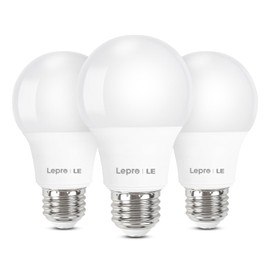 Lepro LED Light Bulbs 60 Watt Equivalent, 9W 800 Lumens Non-Dimmable, Daylight White 5000K, A19 E26 Standard Medium Base, 10000 Hour Lifetime 3 Count (Pack of 1)