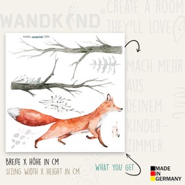 WANDKIND Fox in the Forest Wall Sticker V243 | Hand Drawn | Sticker Baby Room | Wall Sticker Children's Room Trees (50 x 50 cm)