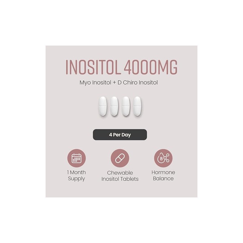 VitaBright Myo-Inositol & D-Chiro-Inositol 4000mg | 120 Chewable Tablets