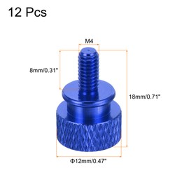 sourcing map 12pcs M4x8mm Knurled Thumb Screw Computer Case Threaded Hand Tighten Screws Aluminum Alloy for PC Case, Dark Blue